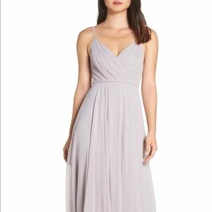 Lulus Light Gray Surplice Chiffon Gown
